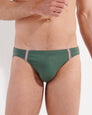 HOM Nautical Cup Swim Micro Brief Khaki Green - men's preppy micro swim brief, front view