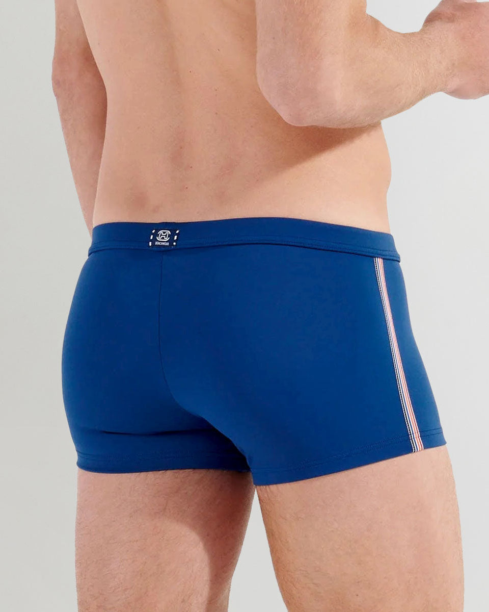 HOM Nautical Cup Swim Trunk Navy - men's preppy swim trunk back view