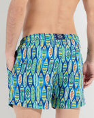 HOM Marbella Beach Boxer Blue Print - men's board shorts back view