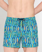 HOM Marbella Beach Boxer Blue Print - men's board shorts front view