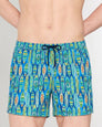 HOM Marbella Beach Boxer Blue Print - men's board shorts front view