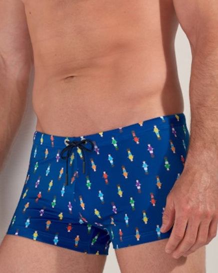 HOM Calcio Swim Short Navy Print - men's swim trunk side view