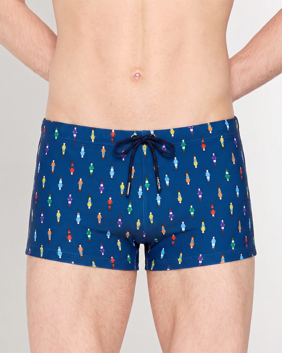 HOM Calcio Swim Short Navy Print - men's designer swim trunk front view