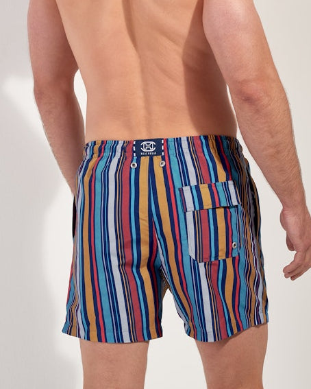 HOM Marni Beach Boxer Multicolor Stripes - men's board shorts back view