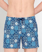 HOM Maiolica Beach Boxer Blue Print - men's board shorts front view