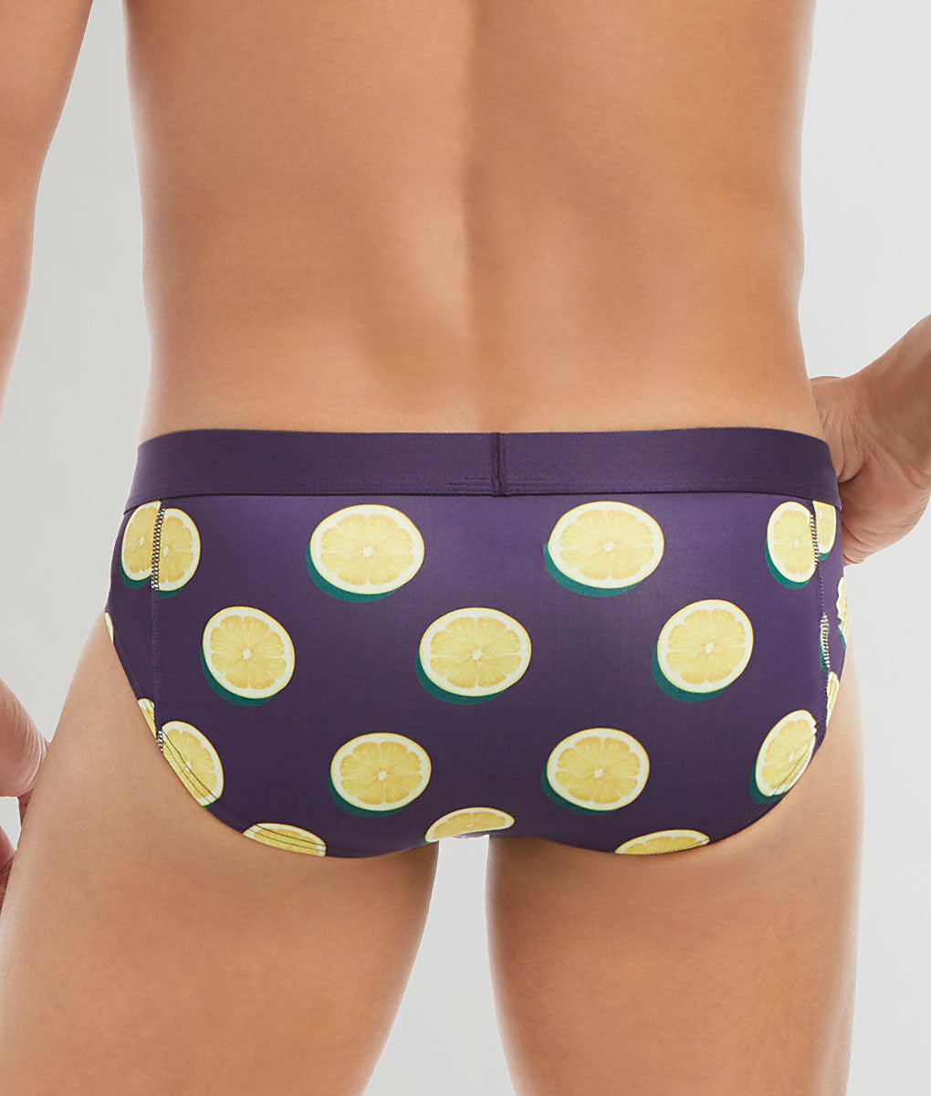 2(X)IST SLIQ Low Rise Brief Lemons-purple-plumeria