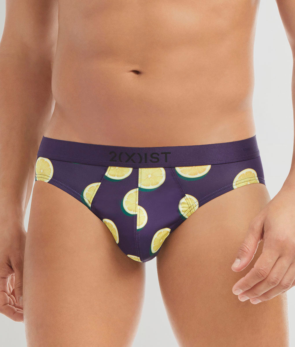 2(X)IST SLIQ Low Rise Brief Lemons-purple-plumeria