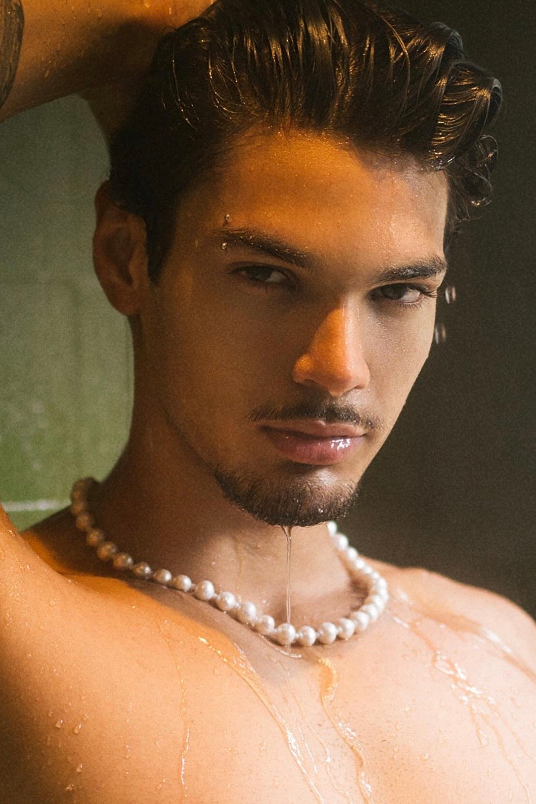 Etalon Pearl Choker - men's 10mm freshwater pearl choker, front view