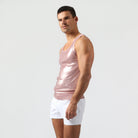 Parke & Ronen Rose Gold Spettacolo Tank Rose Gold — men's Spettacolo tank on model, side view