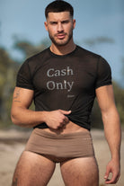 Etalon Crystal Cash Only Tee raw crew neck detail — body-forming fit