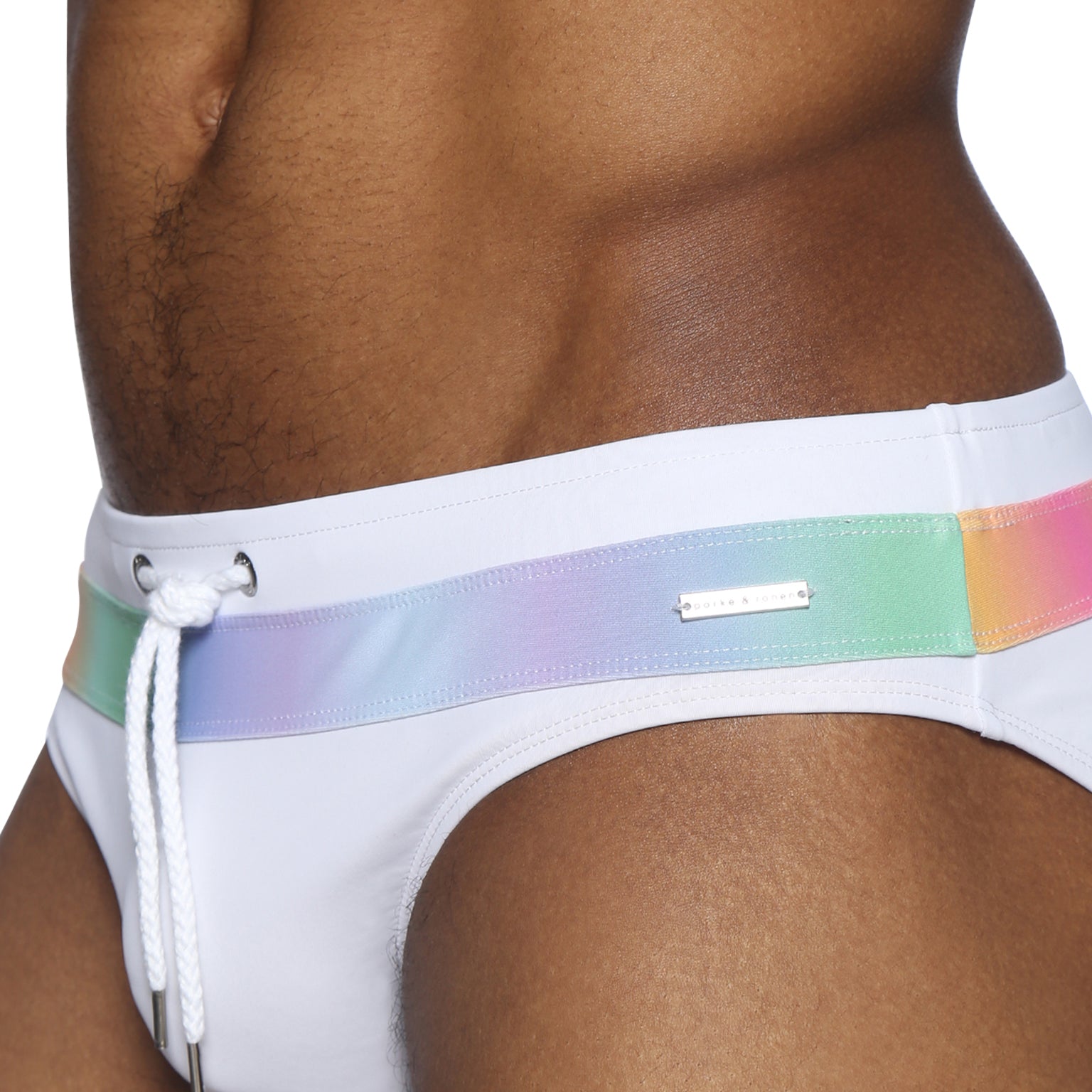 Parke & Ronen Luminous White Meridian Bikini - mens swim briefs details