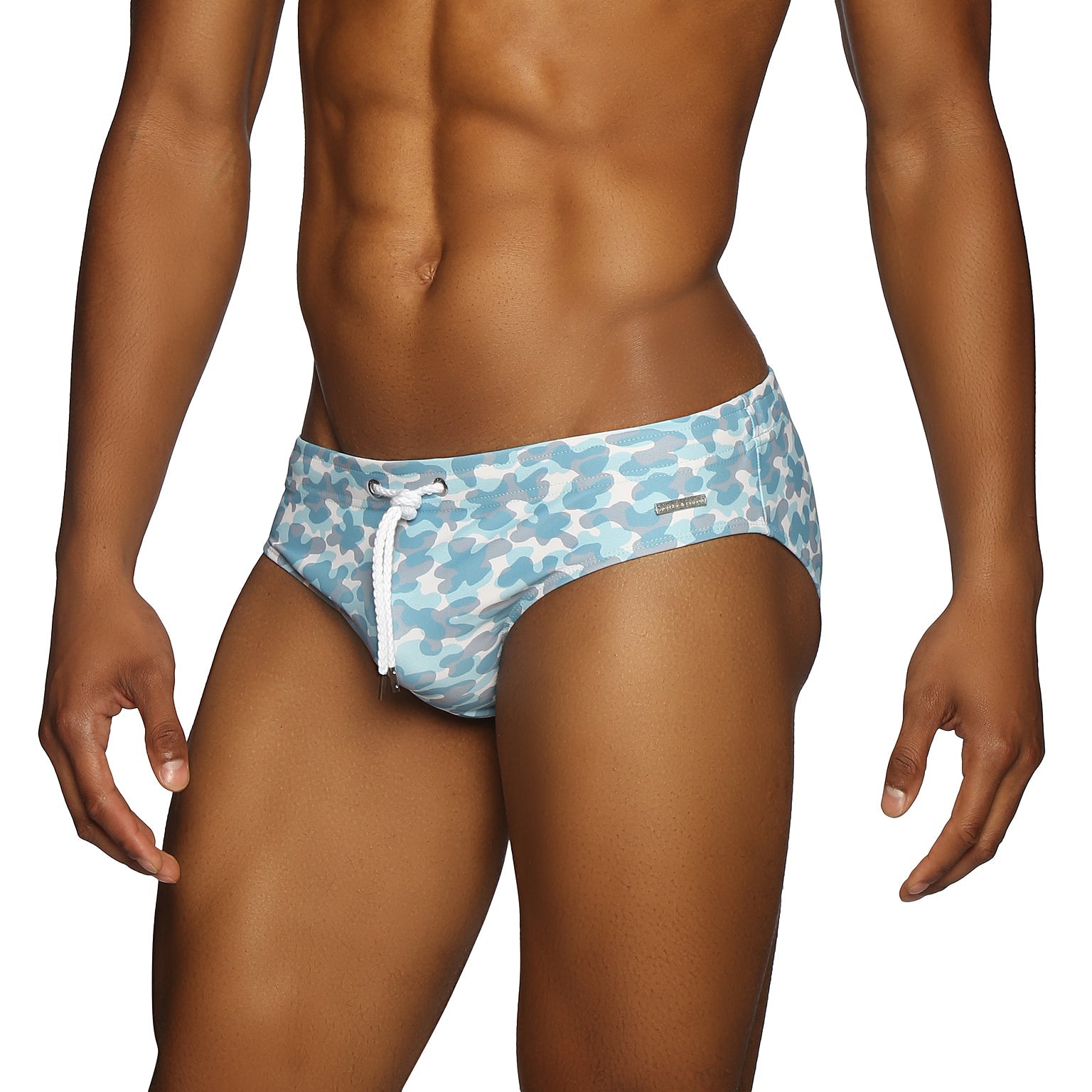 Parke & Ronen Cloud Leopard Blue Meridian Bikini - mens swim briefs side view
