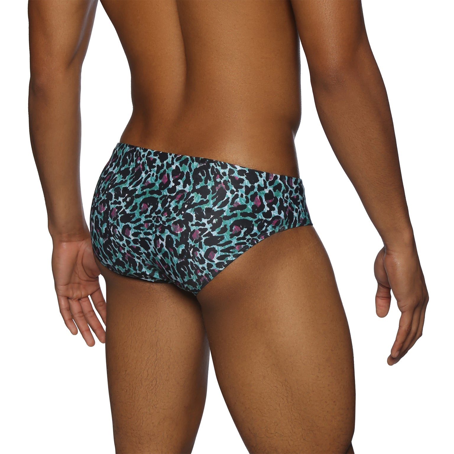 Parke & Ronen Jaguar Teal Meridian Bikini - mens swim briefs back view