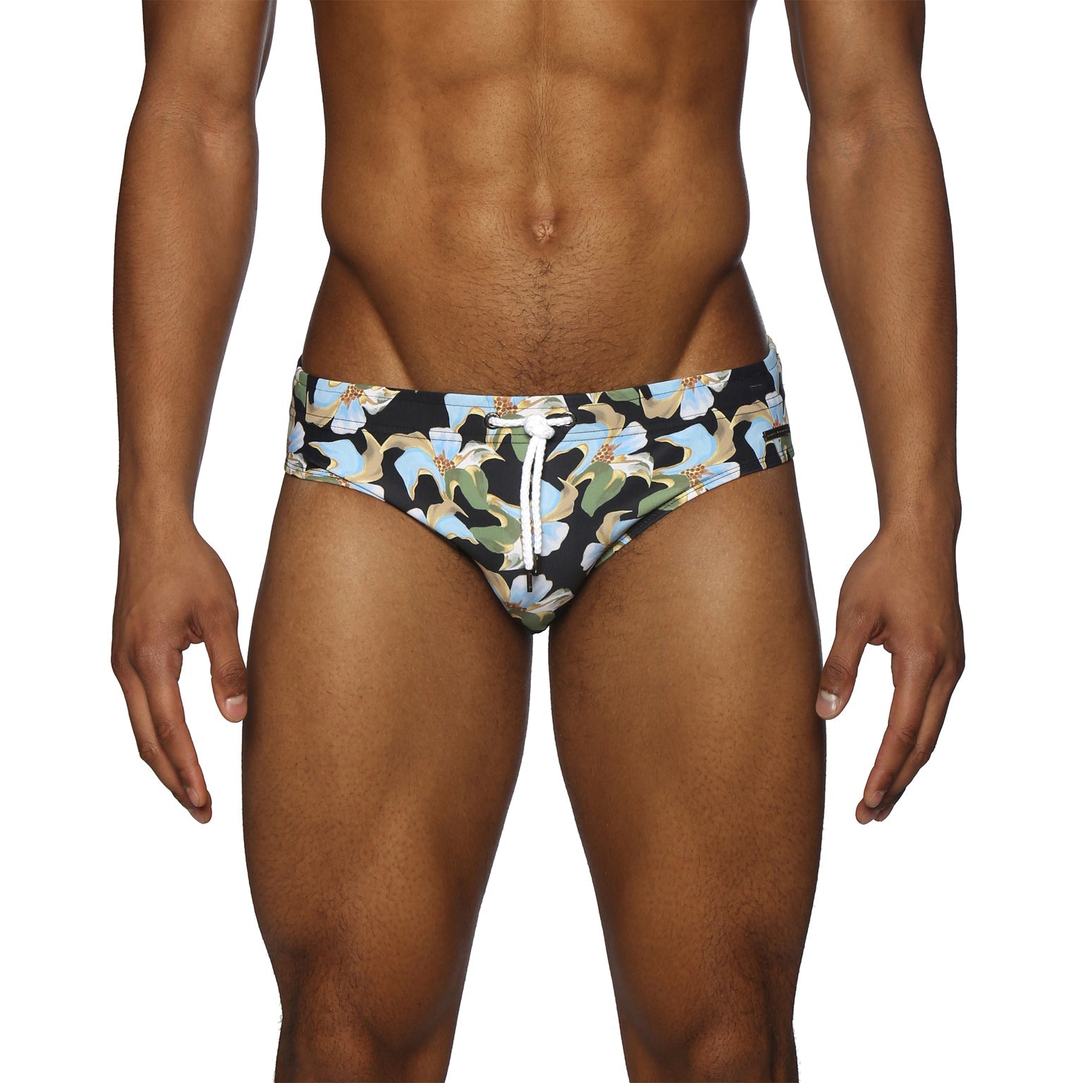 Parke & Ronen Tiger Lily Black Meridian Bikini - mens swim briefs front view