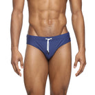 Parke & Ronen Navy Meridian Swim Brief - men's low-rise swim brief in navy, front view