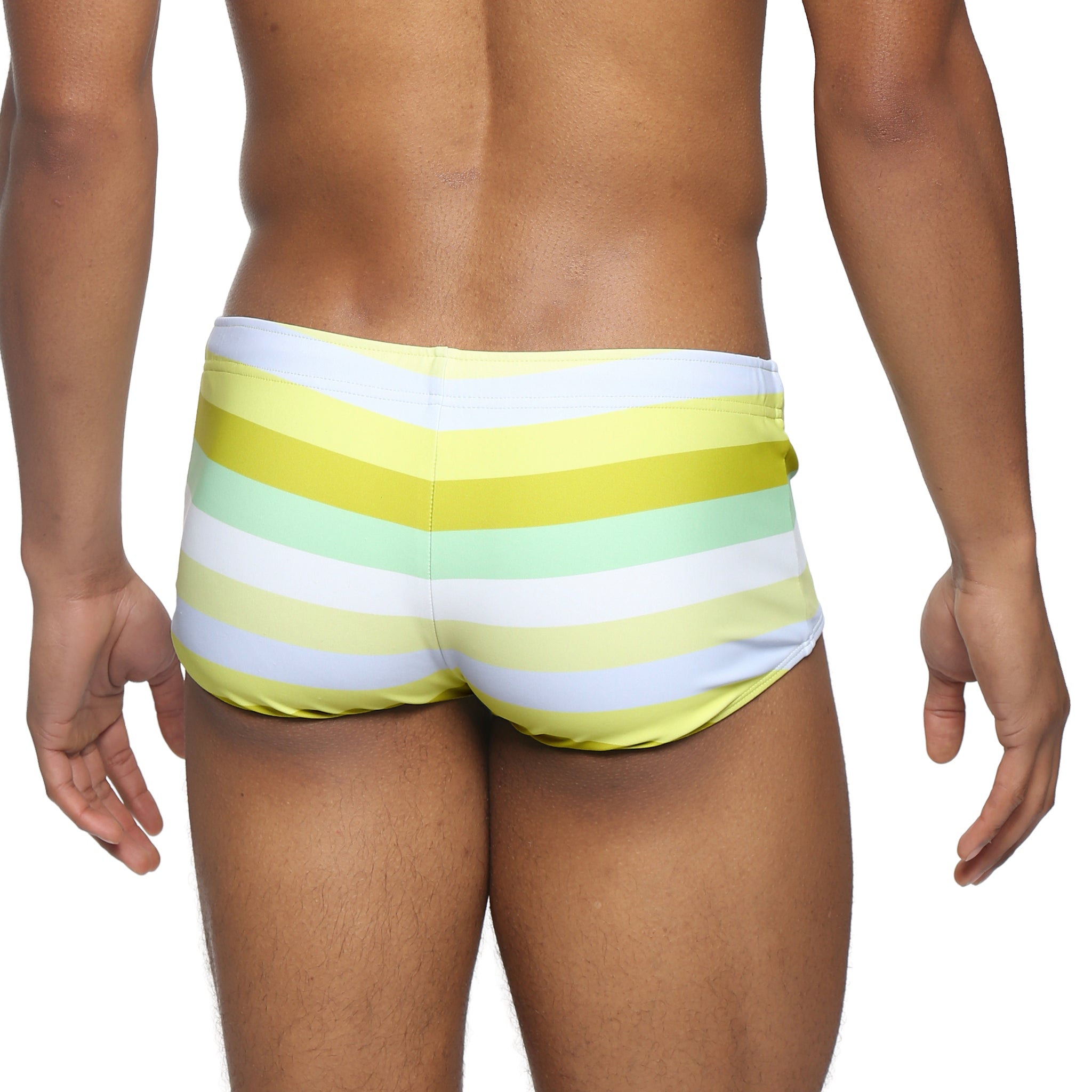 Parke & Ronen Limone Ischia Corcovado Swim Brief - men's square-cut swim brief in limone ischia, back view