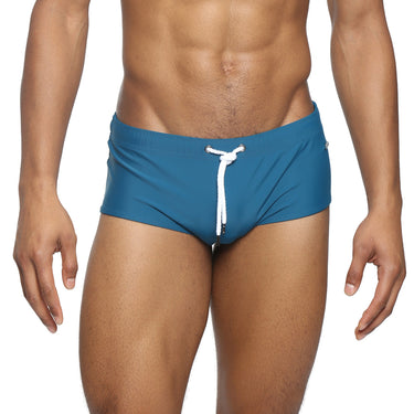 Parke & Ronen Teal Corcovado Swim Brief - men's square-cut swim brief in teal, front view