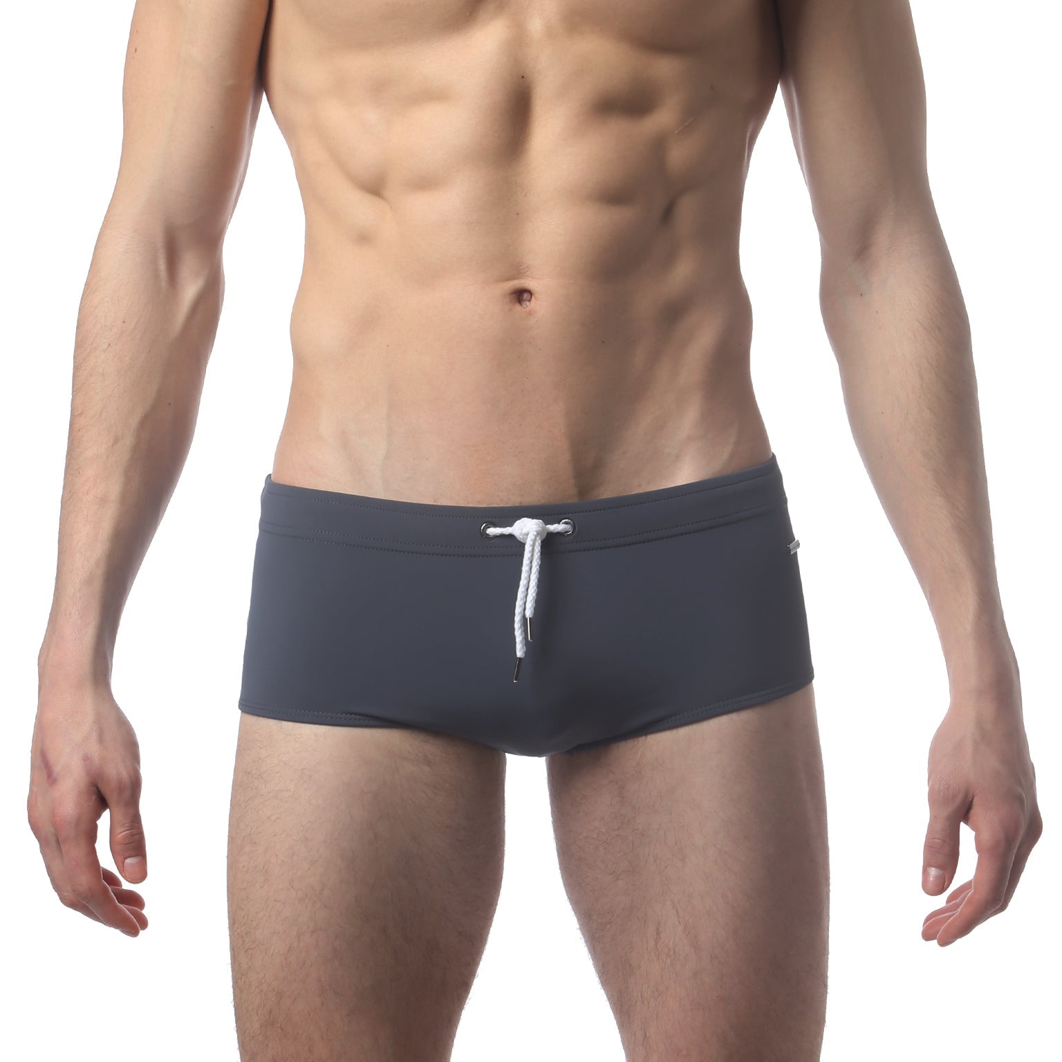 Parke & Ronen Grey Corcovado Swim Brief - men's square-cut swim brief in grey, front view