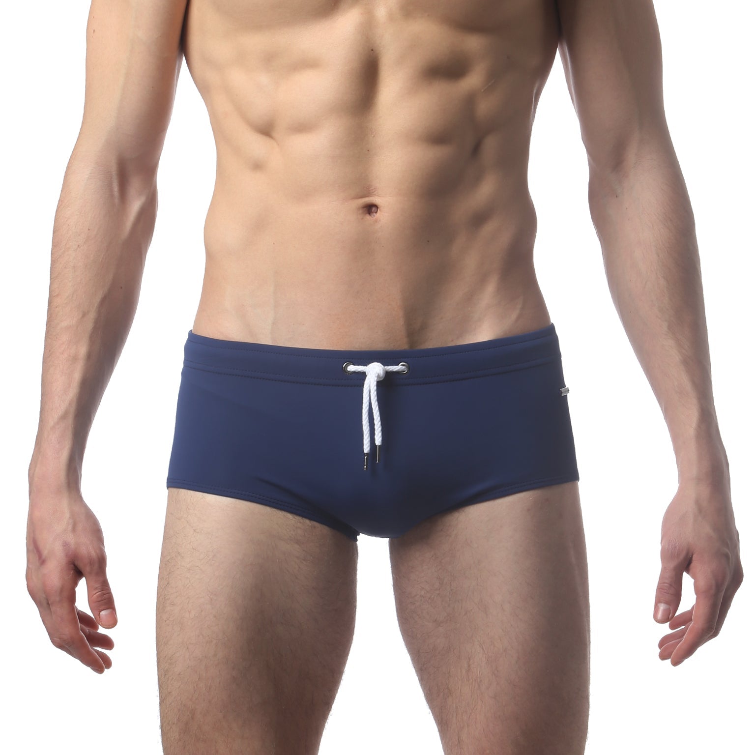 Parke & Ronen Navy Corcovado Swim Brief - men's square-cut swim brief in navy, front view