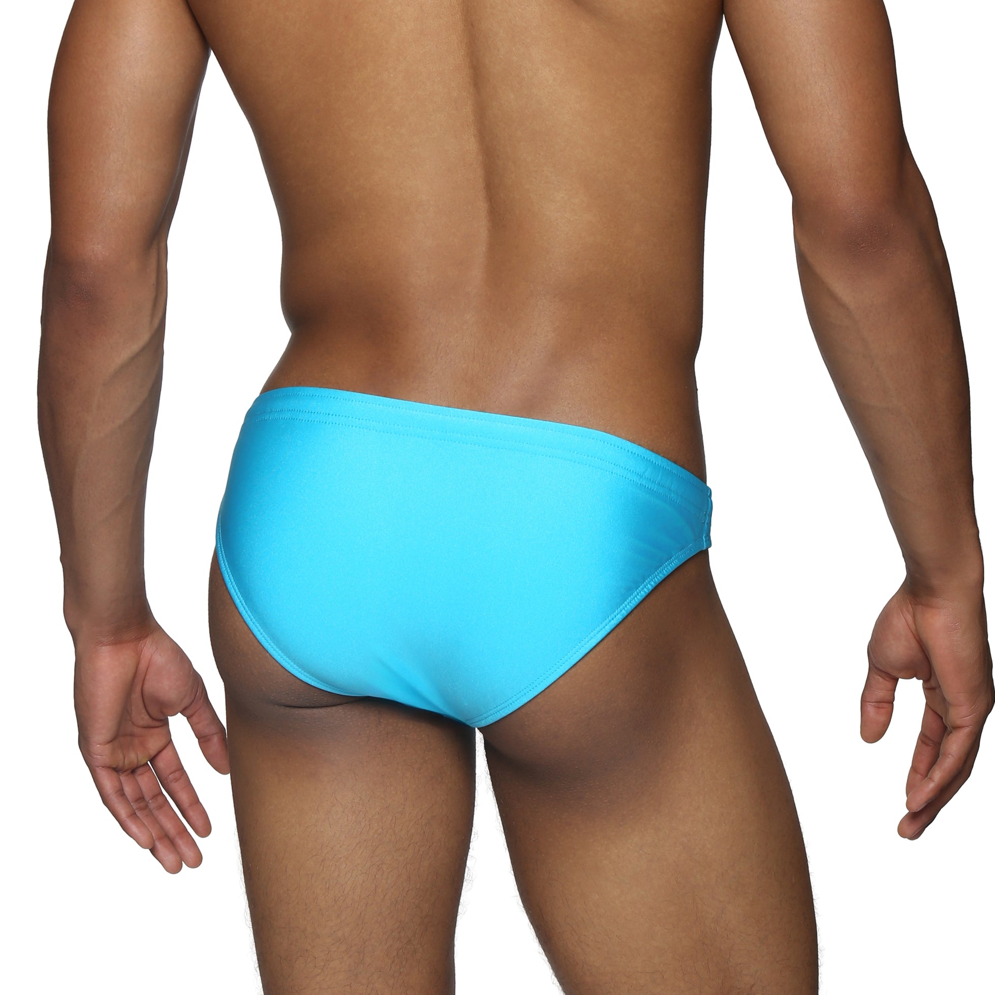 Parke & Ronen Cyan Blade Bikini - mens swim briefs back view