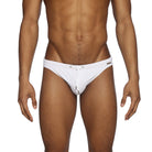 Parke & Ronen White Blade Bikini - mens swim briefs front view