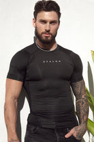 Etalon Signature Compression Shirt Black - men's compression shirt with embroidered logo, front view