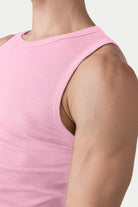 Awry Ribbed Tank Pink — men's soft ribbed cropped tank, alternate size view