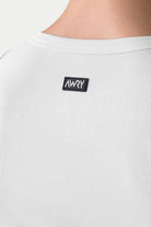Awry Ribbed Tank White — men's fitted ribbed tank top, back view