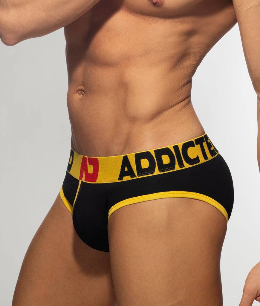 Addicted Open Fly Cotton Brief Addicted Open Fly Cotton Brief Black-yellow