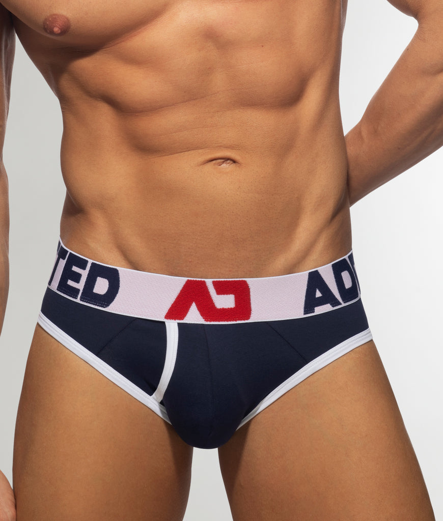 Addicted Open Fly Cotton Brief Addicted Open Fly Cotton Brief Navy-white