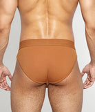 Helio Artemis Brief Cognac - men's mid-rise nylon-Lycra brief, back view