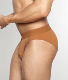 Helio Artemis Brief Cognac - men's contoured support brief with clean lines, side view