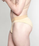 Helio Artemis Brief Sandstone - men's contoured support brief with clean lines, side view