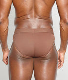 Helio Artemis Brief Umber - men's mid-rise nylon-Lycra brief, back view