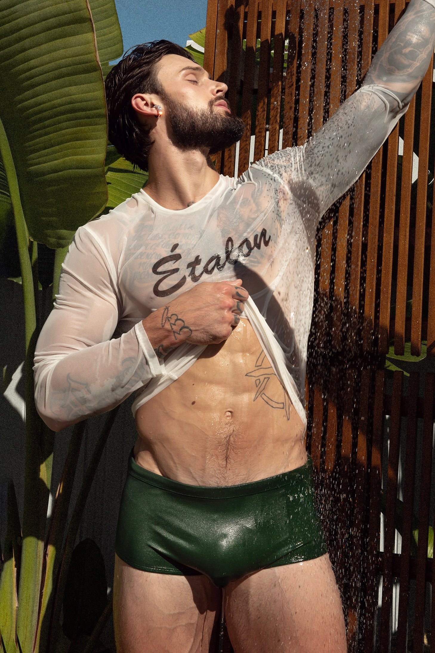 Étalon Olive Swim Sunga - men's swim brief high-leg cut detail