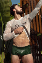 Étalon Olive Swim Sunga - men's swim brief high-leg cut detail