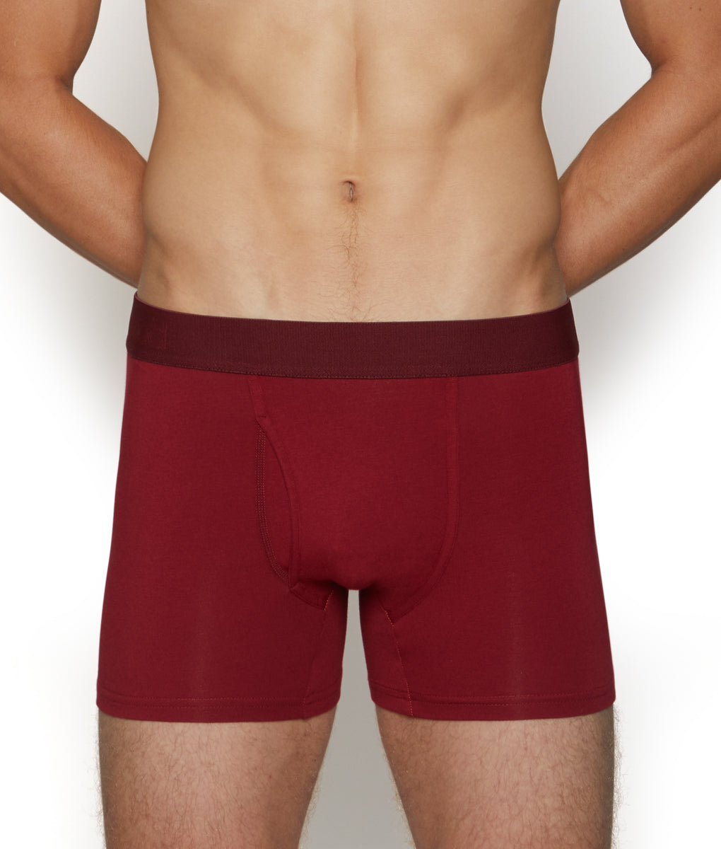 Wood Boxer Brief with Fly Burgundy-red