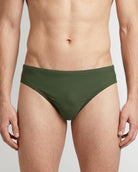 Sean & Val Classic Brief Olive — men's quick-dry swim brief, product flat lay