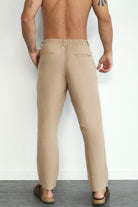 Etalon Perfect Beige Linen Pant - men's linen pants back pockets, back view