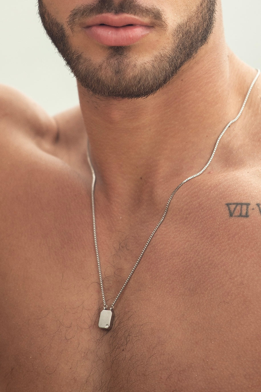 Etalon Reversible Scapular - men's scapular necklace AAA zirconia reverse side, detail view
