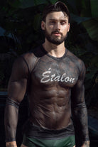 Etalon Signature Mesh Long Sleeve Black - men's sheer mesh shirt body-con fit, front view
