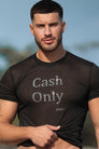Etalon Crystal Cash Only Premium Tee front — AAA rhinestone detail on polyester