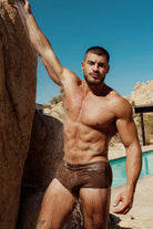 Étalon Brown Swim Sunga - men's swim brief high-leg cut detail