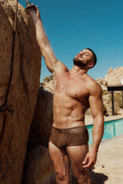 Étalon Brown Swim Sunga - men's swim brief rear-view lifestyle