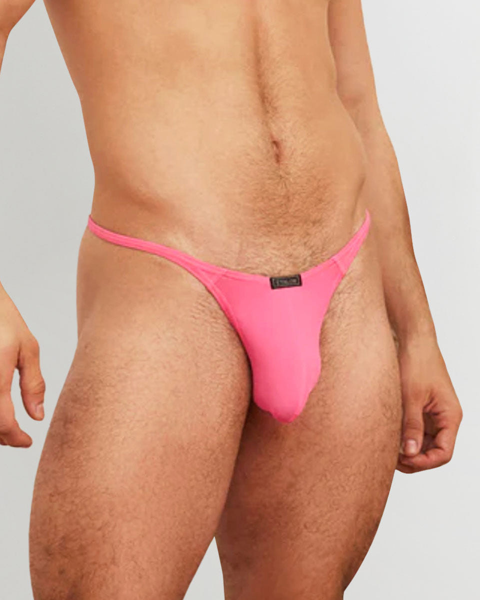 Etalon men's neon thong side profile — stretch nylon spandex