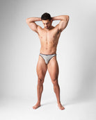 Teamm8 Flaunt Bikini Brief Grey Marle - form-fitting men's underwear in grey marle, lifestyle shot