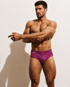 Reputation Sunga 02 Red Blue Glyph — men's sunga brief on-model lifestyle shot