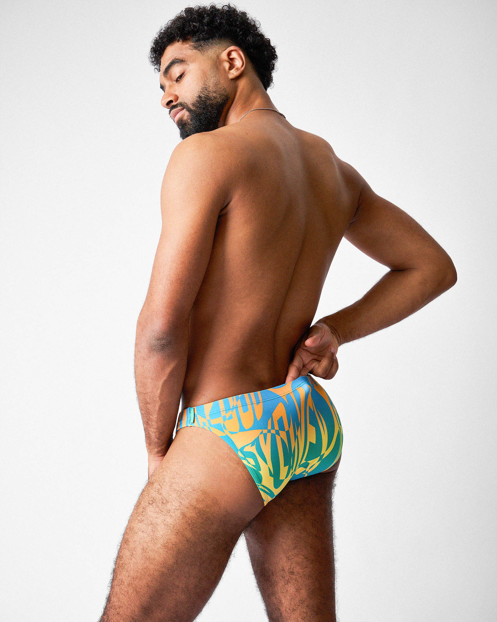 Teamm8 Harbour City Bikini Swim Brief Tropical - men's tropical print swim brief, back view