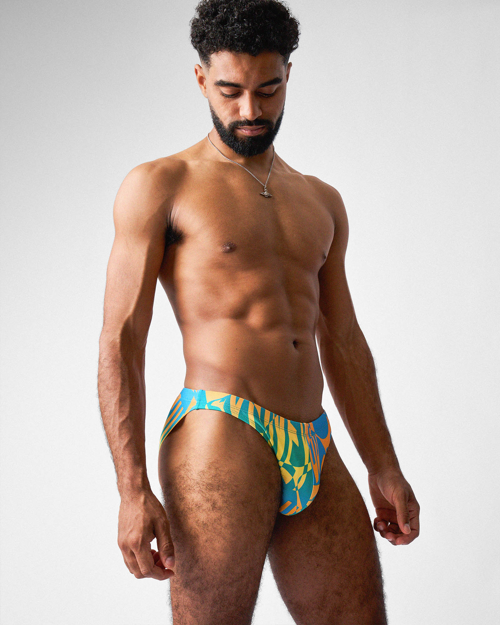 Teamm8 Harbour City Bikini Swim Brief Tropical - men's swim brief resort style, close-up