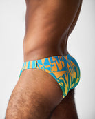 Teamm8 Harbour City Bikini Swim Brief Tropical - men's bikini swim brief poolside, side view